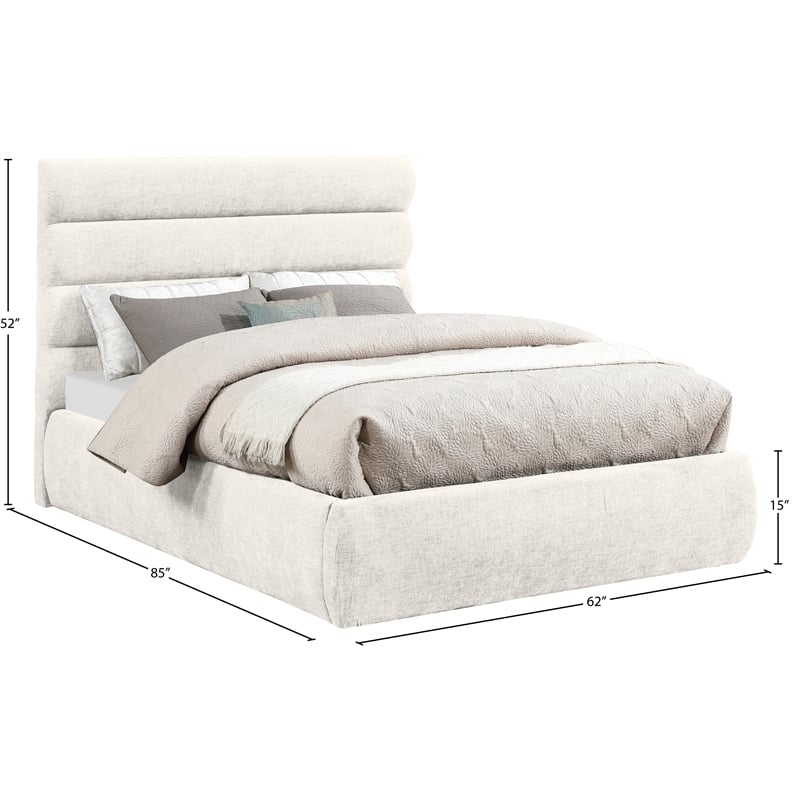 Meridian Furniture Adam Cream Chenille Fabric Full Bed
