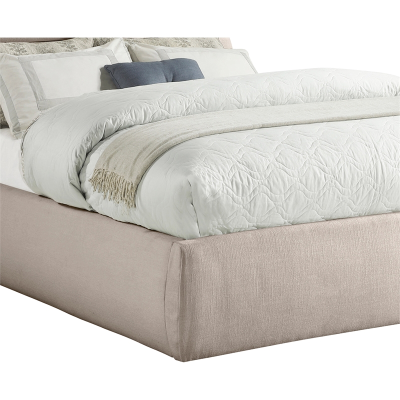 Meridian Furniture Adam Beige Linen Textured Fabric Full Bed