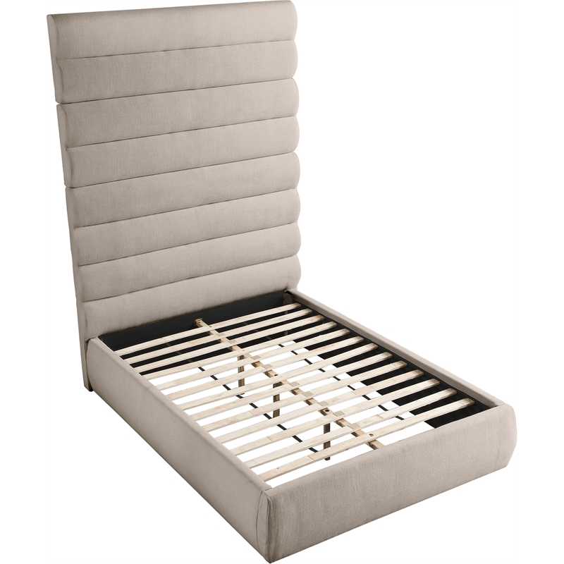 Meridian Furniture Adam Beige Linen Textured Fabric Full Bed