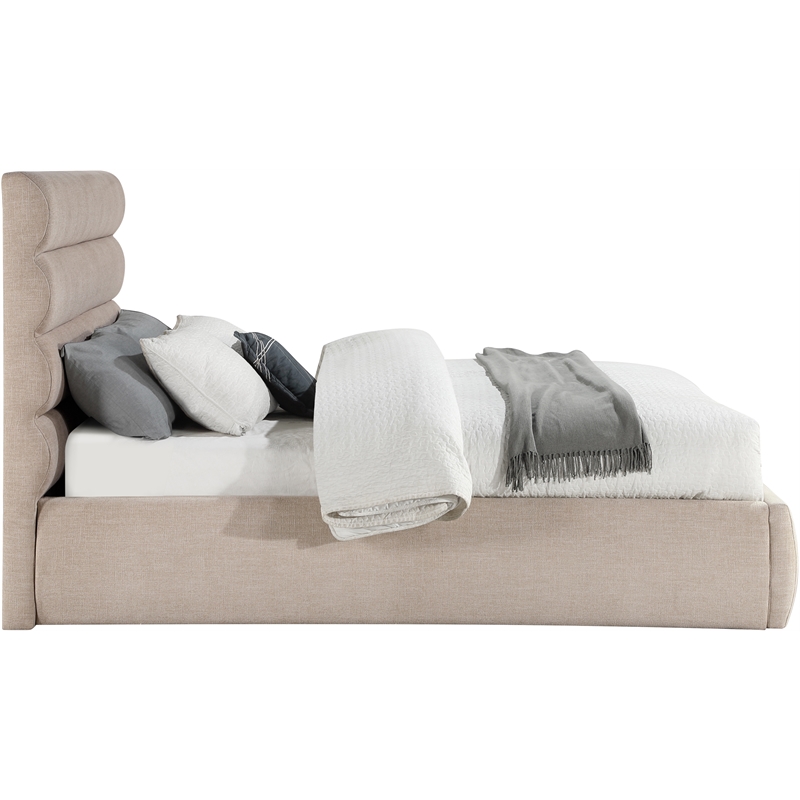 Meridian Furniture Adam Beige Linen Textured Fabric King Bed