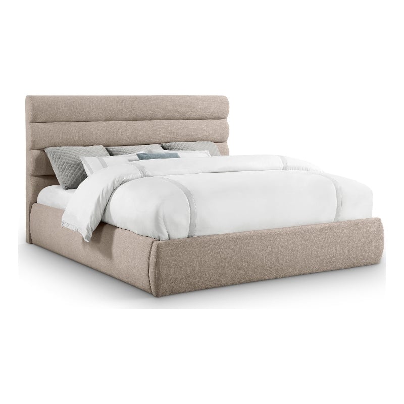 Meridian Furniture Adam Beige Linen Textured Fabric King Bed