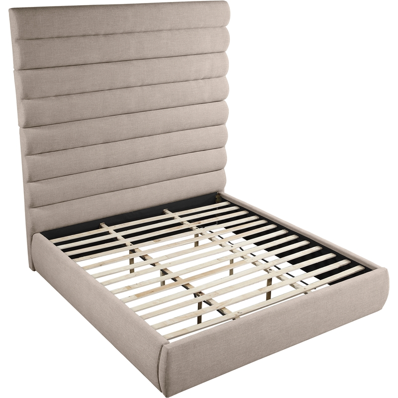 Meridian Furniture Adam Beige Linen Textured Fabric King Bed