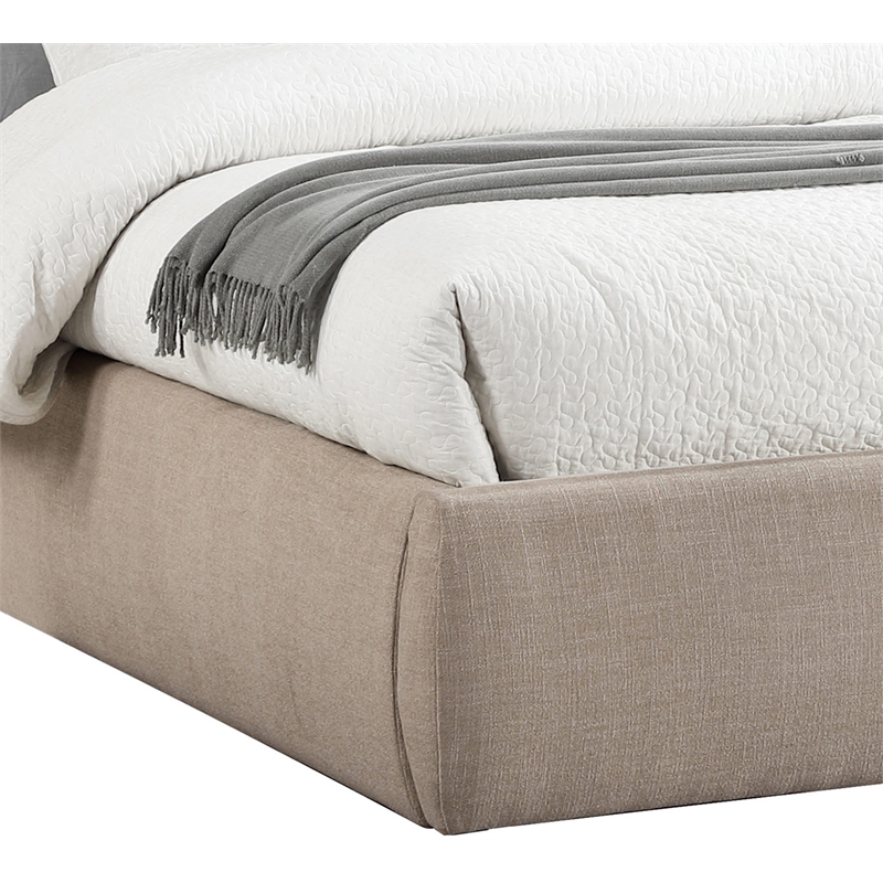Meridian Furniture Adam Beige Linen Textured Fabric Queen Bed