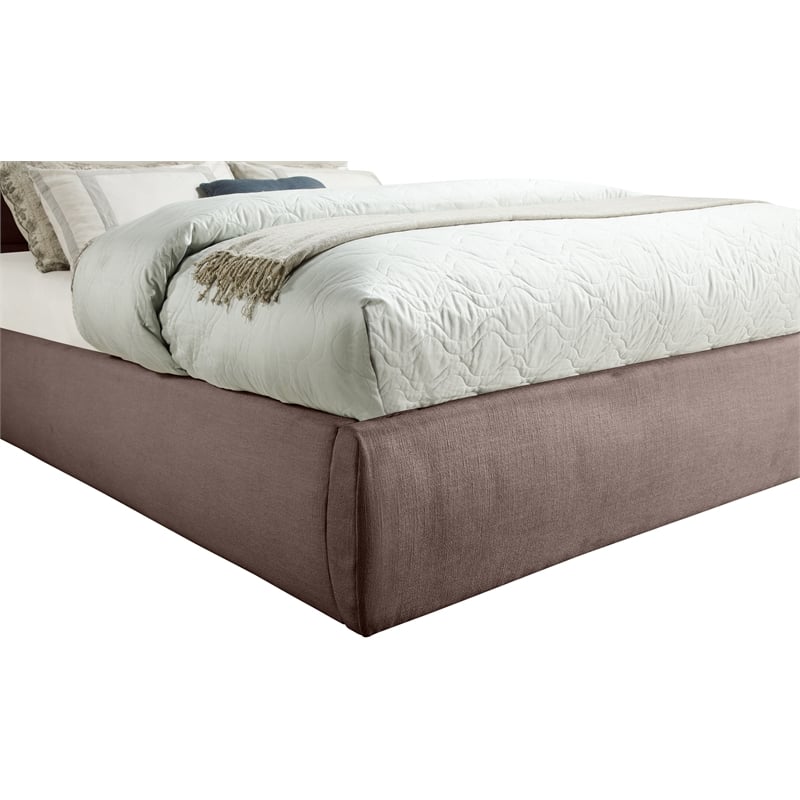 Meridian Furniture Adam Brown Linen Textured Fabric Full Bed