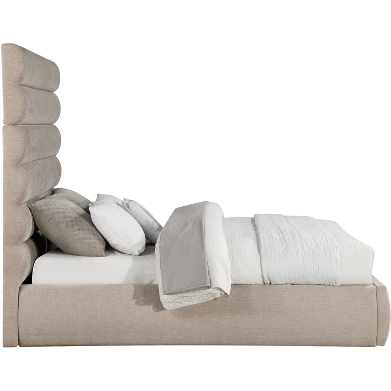 Meridian Furniture Adam Beige Chenille Fabric Queen Bed