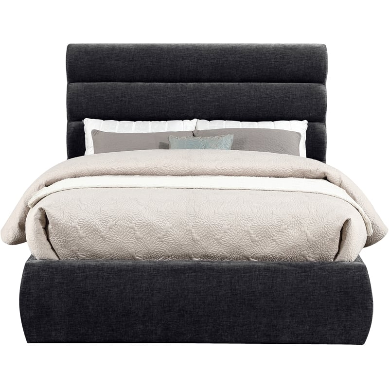 Meridian Furniture Adam Black Chenille Fabric Full Bed