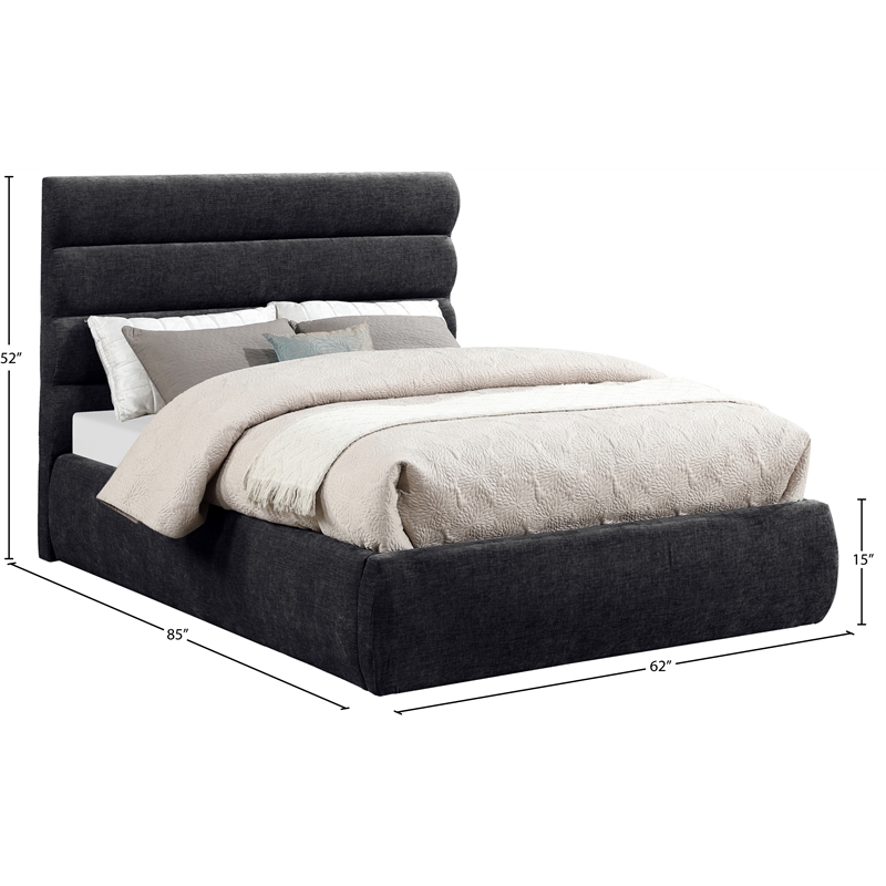 Meridian Furniture Adam Black Chenille Fabric Full Bed