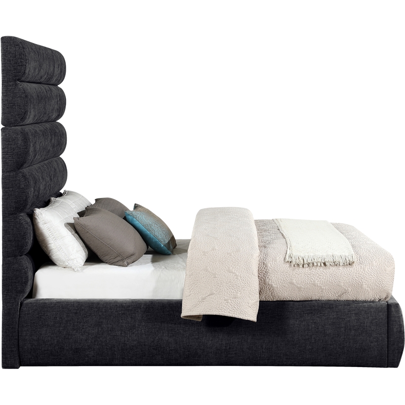 Meridian Furniture Adam Black Chenille Fabric Full Bed