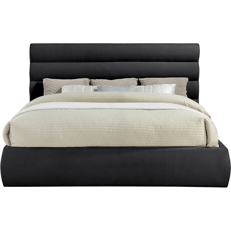 Meridian Furniture Adam Black Chenille Fabric King Bed