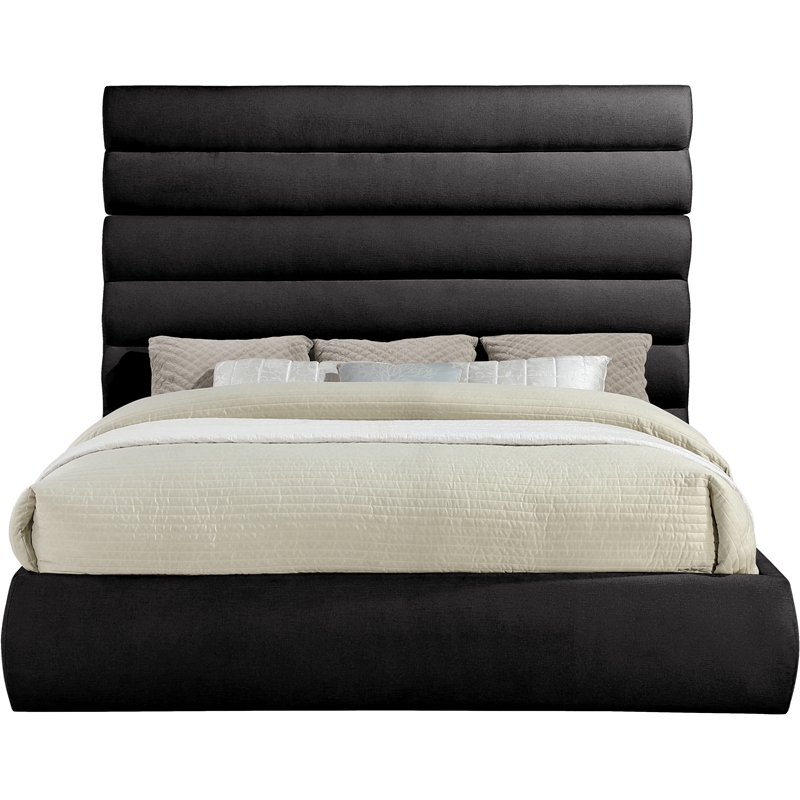 Meridian Furniture Adam Black Chenille Fabric King Bed