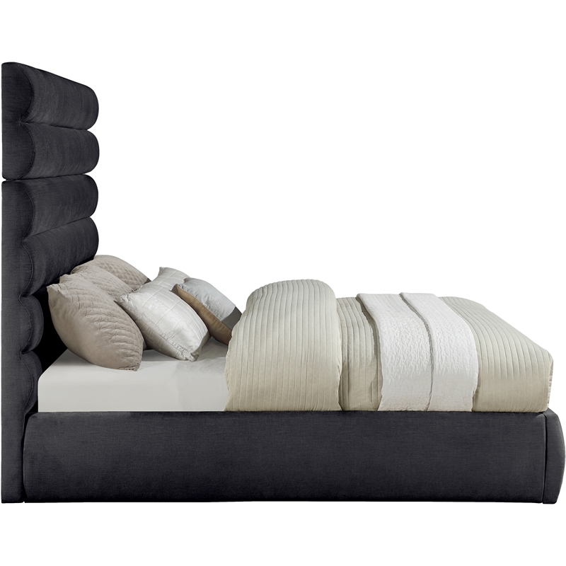 Meridian Furniture Adam Black Chenille Fabric King Bed