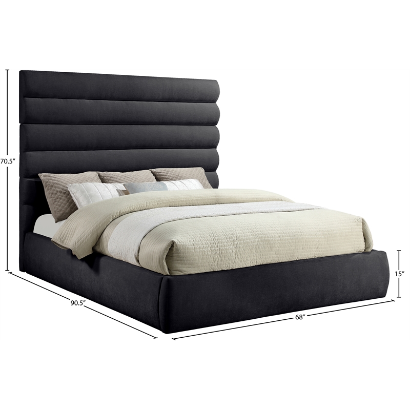 Meridian Furniture Adam Black Chenille Fabric King Bed