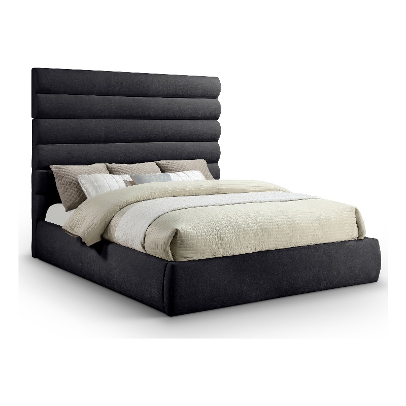 Meridian Furniture Adam Black Chenille Fabric King Bed
