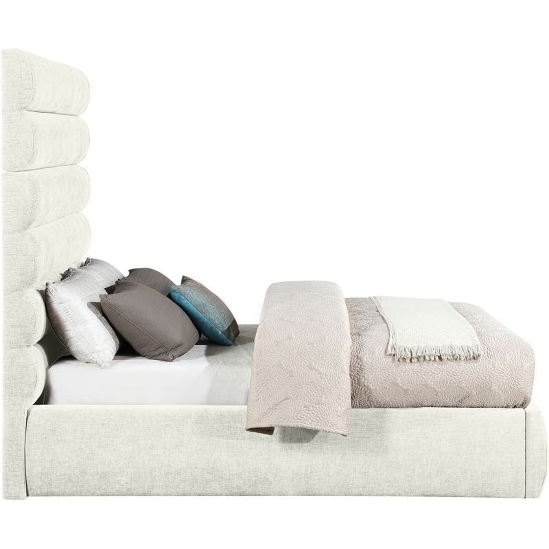 Meridian Furniture Adam Cream Chenille Fabric Full Bed