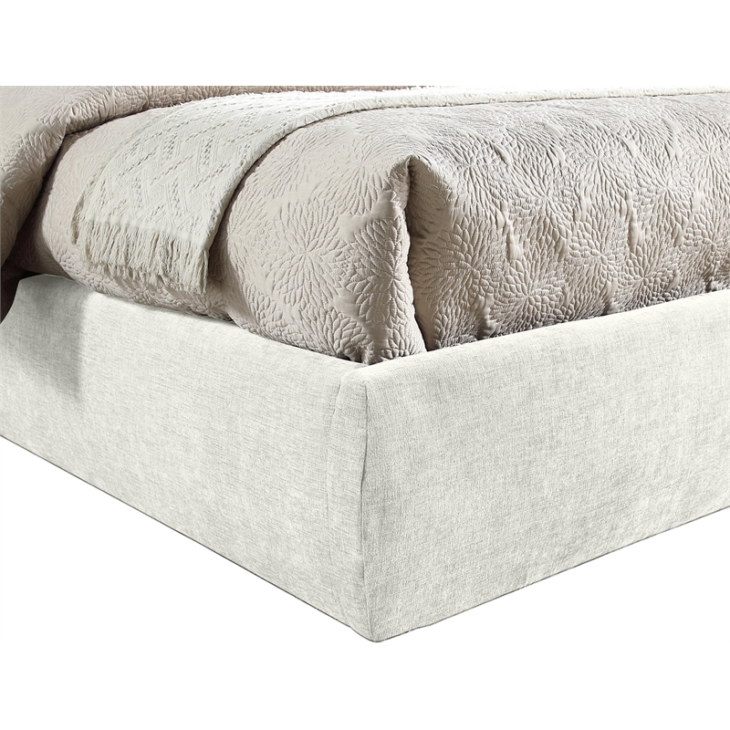 Meridian Furniture Adam Cream Chenille Fabric Full Bed