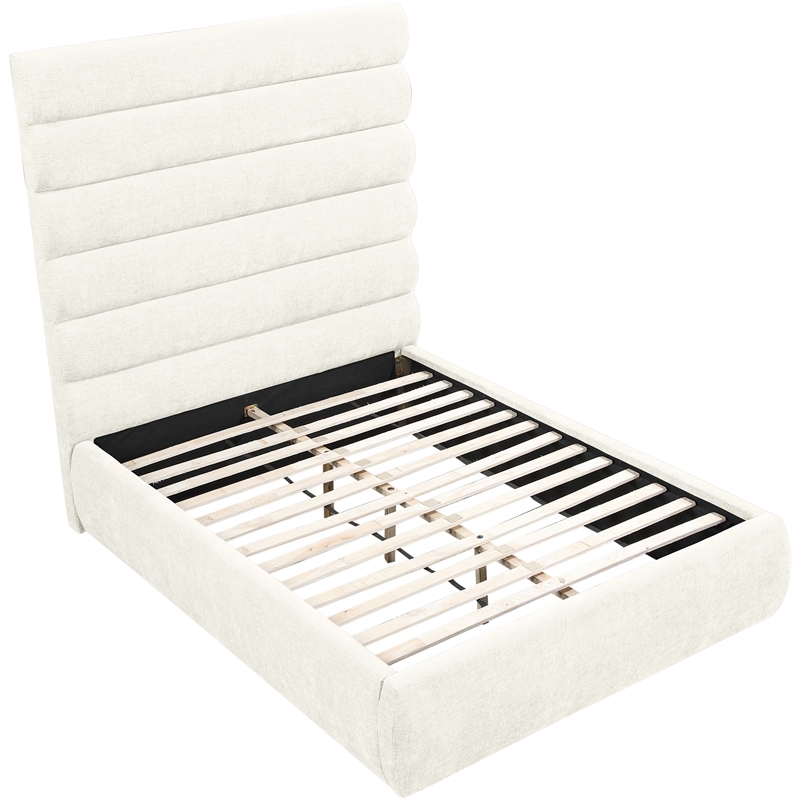 Meridian Furniture Adam Cream Chenille Fabric Full Bed