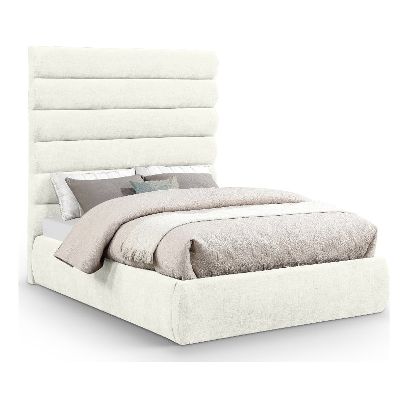 Meridian Furniture Adam Cream Chenille Fabric Full Bed