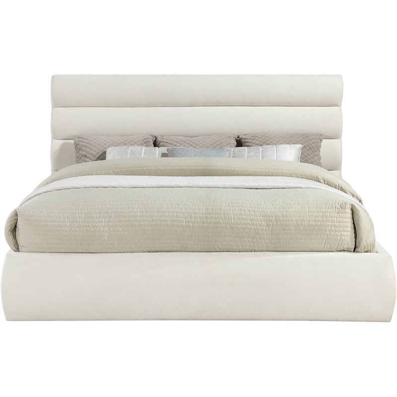 Meridian Furniture Adam Cream Chenille Fabric King Bed
