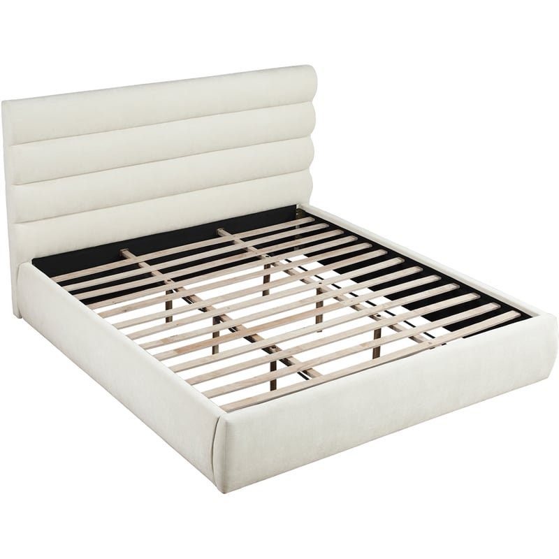 Meridian Furniture Adam Cream Chenille Fabric King Bed