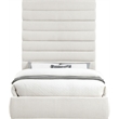 Meridian Furniture Adam Cream Linen Textured Fabric Queen Bed
