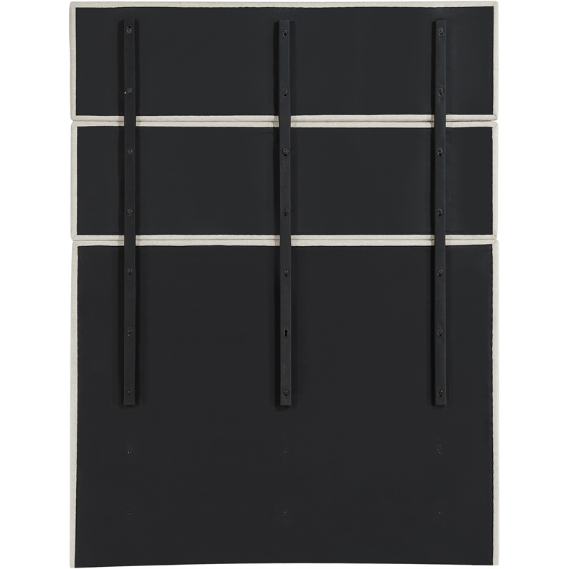 Meridian Furniture Adam Cream Linen Textured Fabric Queen Bed