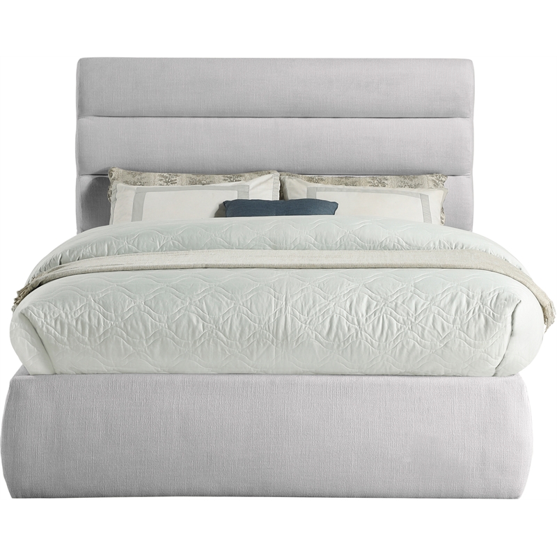 Meridian Furniture Adam Grey Linen Textured Fabric Full Bed