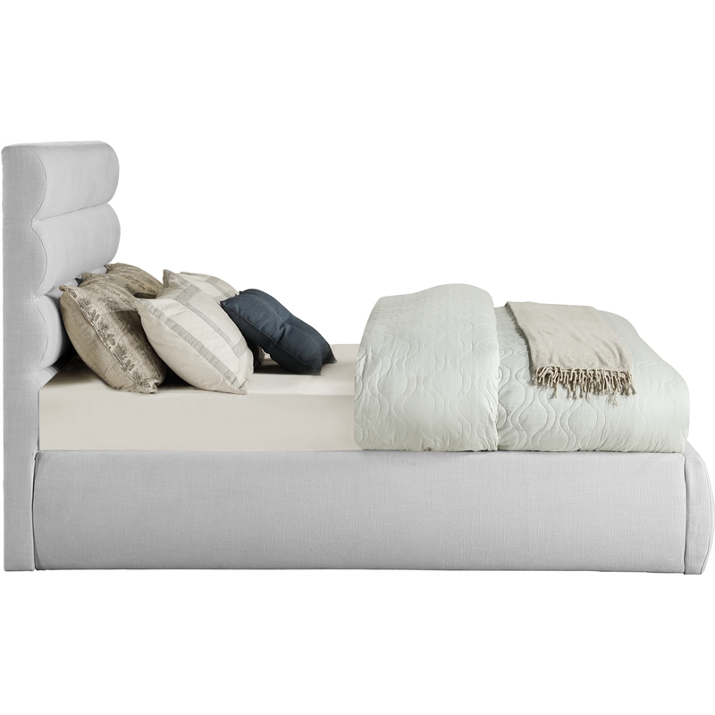 Meridian Furniture Adam Grey Linen Textured Fabric Full Bed