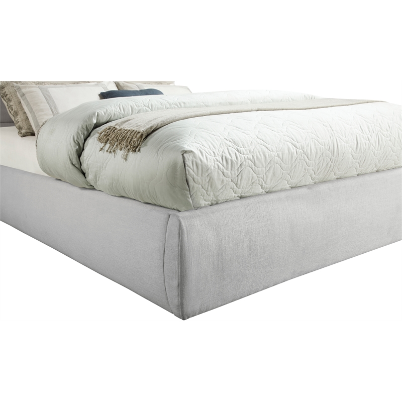 Meridian Furniture Adam Grey Linen Textured Fabric Full Bed