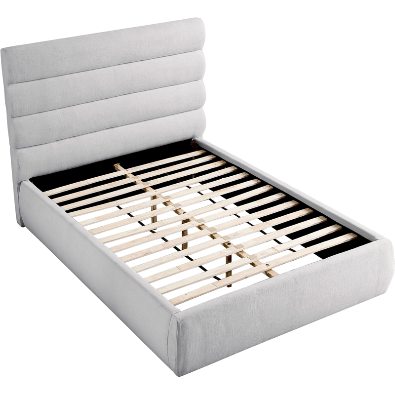 Meridian Furniture Adam Grey Linen Textured Fabric Full Bed