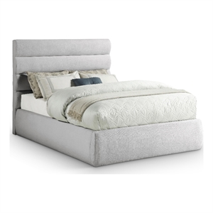Meridian Furniture Adam Grey Linen Textured Fabric Full Bed