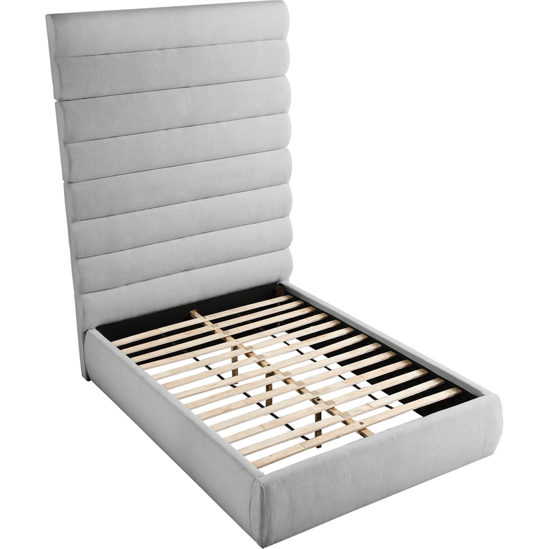 Meridian Furniture Adam Grey Linen Textured Fabric Full Bed