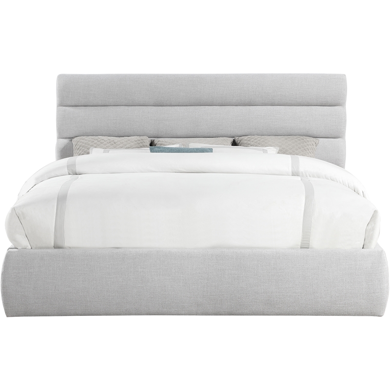 Meridian Furniture Adam Grey Linen Textured Fabric King Bed