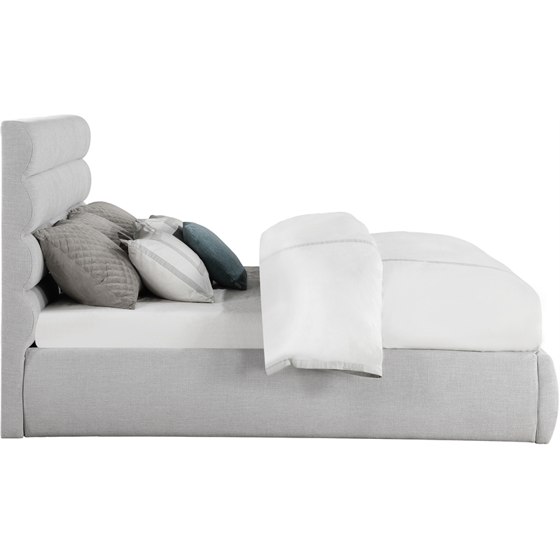 Meridian Furniture Adam Grey Linen Textured Fabric King Bed