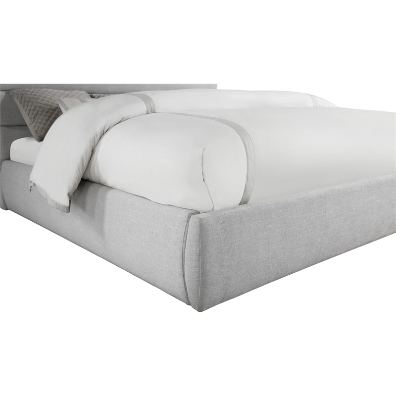 Meridian Furniture Adam Grey Linen Textured Fabric King Bed