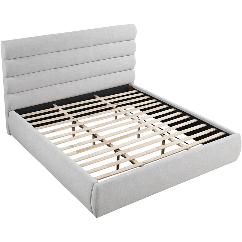 Meridian Furniture Adam Grey Linen Textured Fabric King Bed