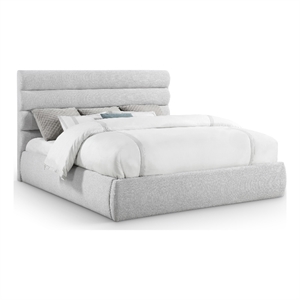 Meridian Furniture Adam Grey Linen Textured Fabric King Bed