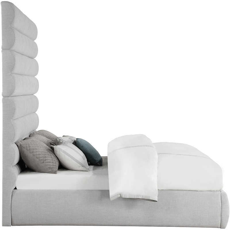 Meridian Furniture Adam Grey Linen Textured Fabric King Bed