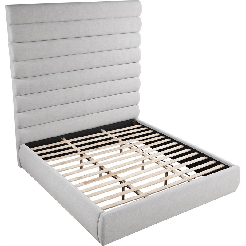 Meridian Furniture Adam Grey Linen Textured Fabric King Bed