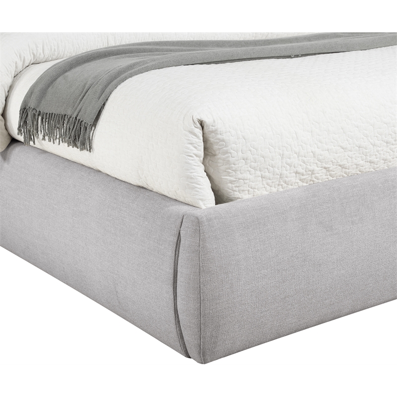 Meridian Furniture Adam Grey Linen Textured Fabric Queen Bed