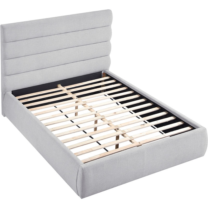 Meridian Furniture Adam Grey Linen Textured Fabric Queen Bed