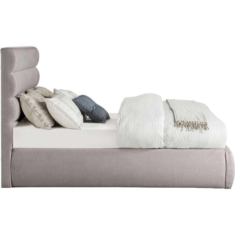 Meridian Furniture Adam Taupe Linen Textured Fabric Full Bed