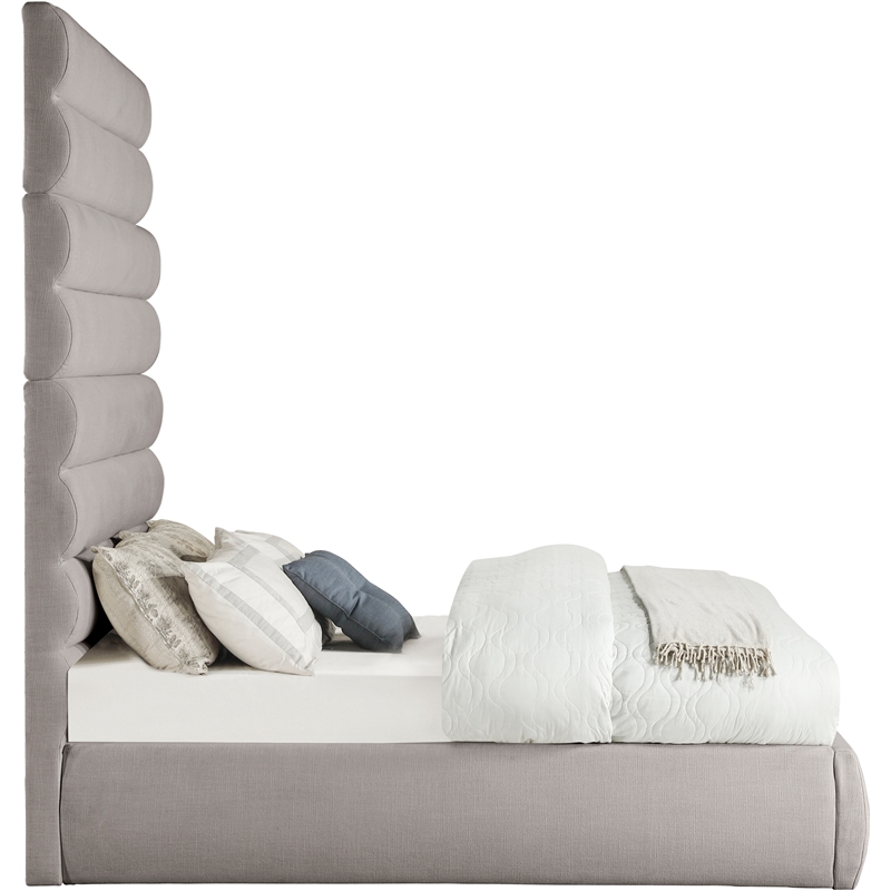 Meridian Furniture Adam Taupe Linen Textured Fabric Full Bed