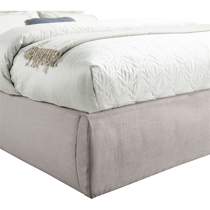 Meridian Furniture Adam Taupe Linen Textured Fabric Full Bed