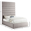 Meridian Furniture Adam Taupe Linen Textured Fabric Full Bed