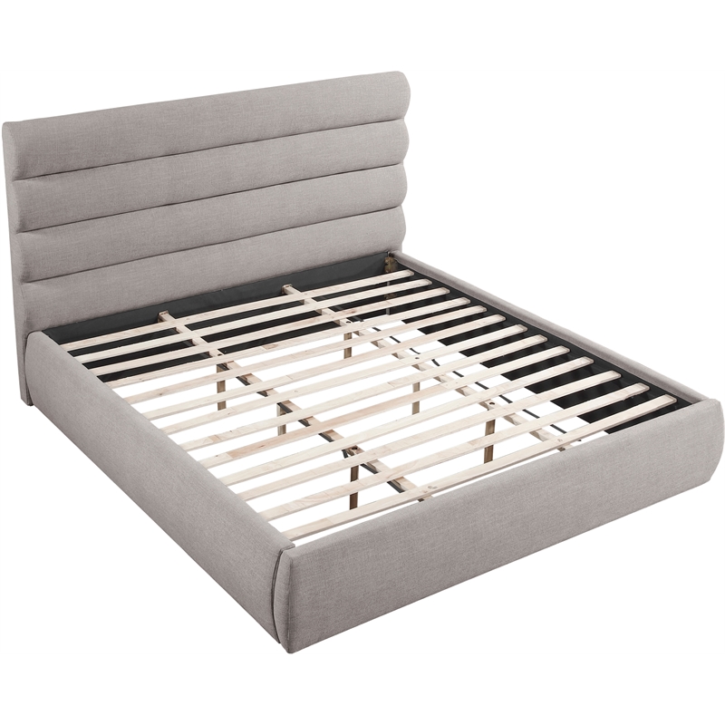 Meridian Furniture Adam Taupe Linen Textured Fabric King Bed