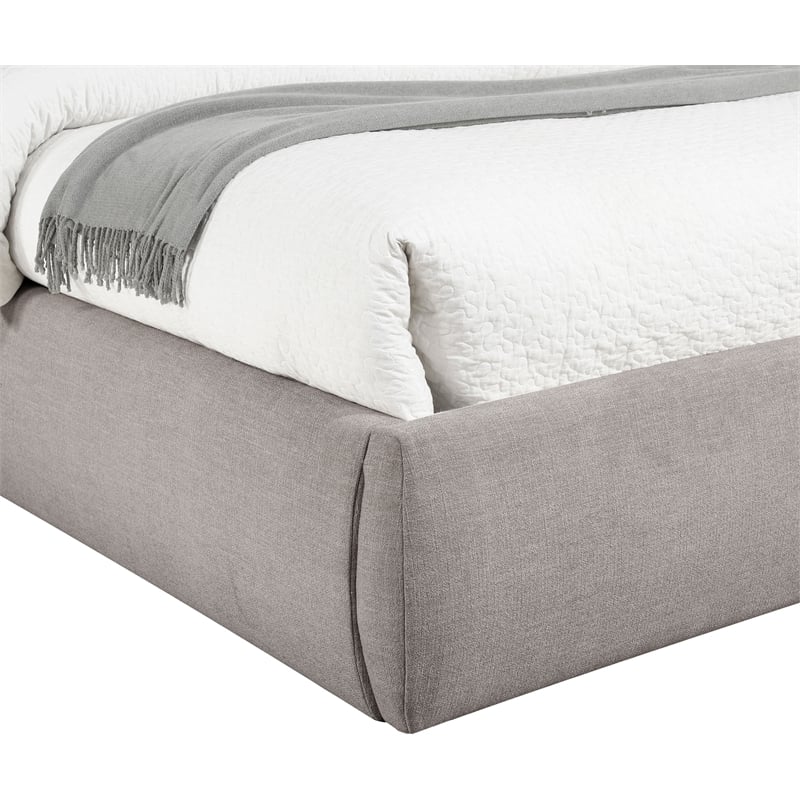 Meridian Furniture Adam Taupe Linen Textured Fabric Queen Bed
