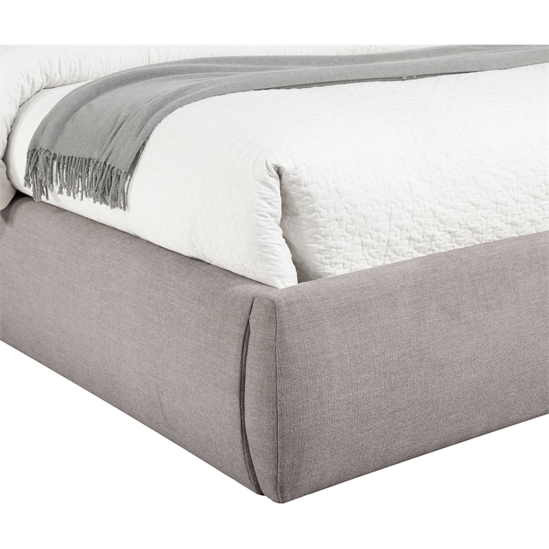 Meridian Furniture Adam Taupe Linen Textured Fabric Queen Bed