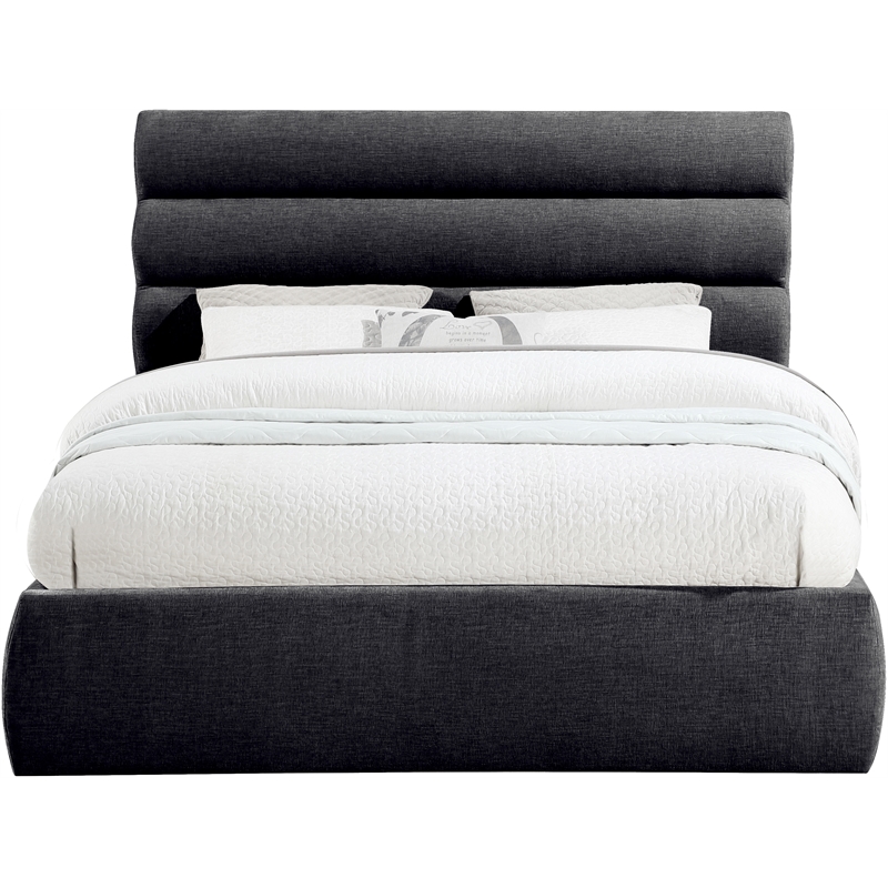Meridian Furniture Adam Black Chenille Fabric Queen Bed