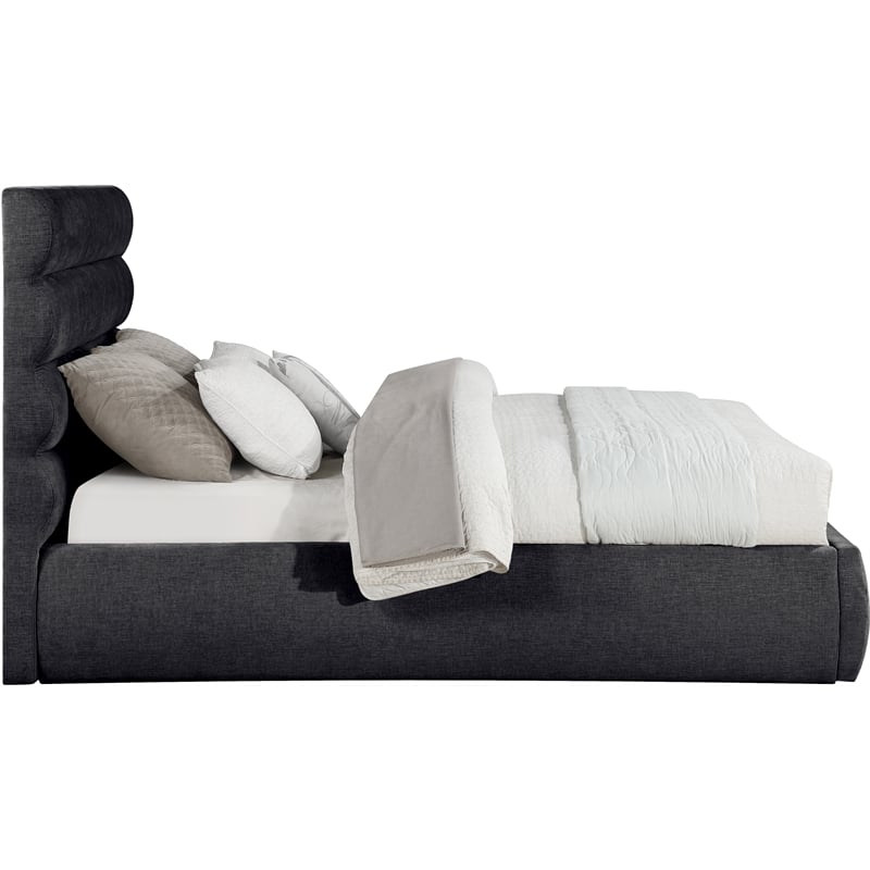 Meridian Furniture Adam Black Chenille Fabric Queen Bed