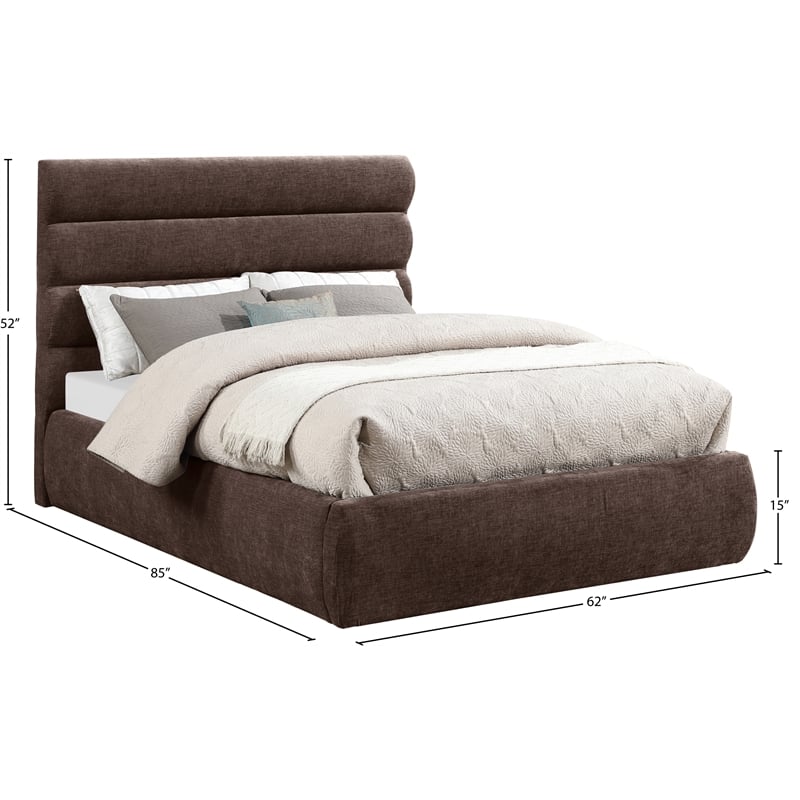 Meridian Furniture Adam Brown Chenille Fabric Full Bed